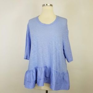 Akemi + Kin Ruffled Hem Short Sleeve Top